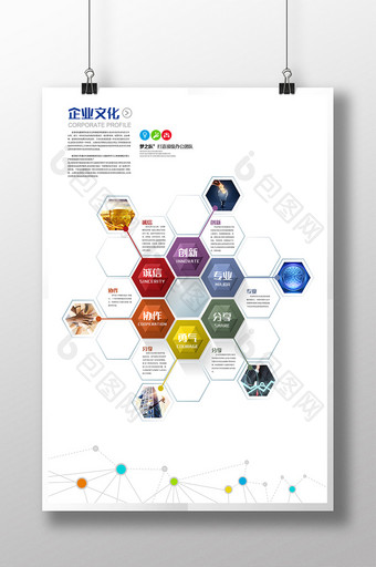 扁平化企业文化海报模板图片