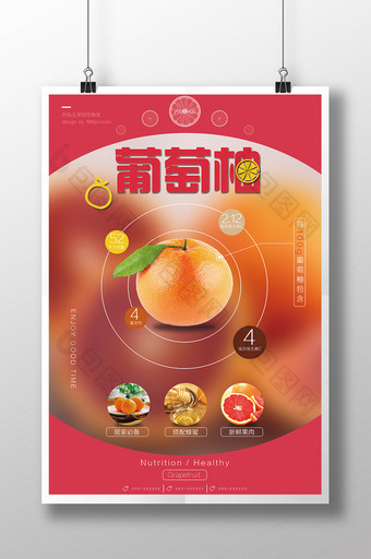 简约清新西柚葡萄柚宣传海报图片