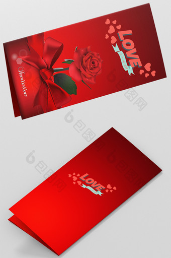 红色典雅情人节贺卡设计图片