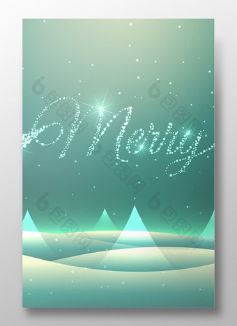 蓝色青色扁平卡通圣诞节雪地背景素材图片