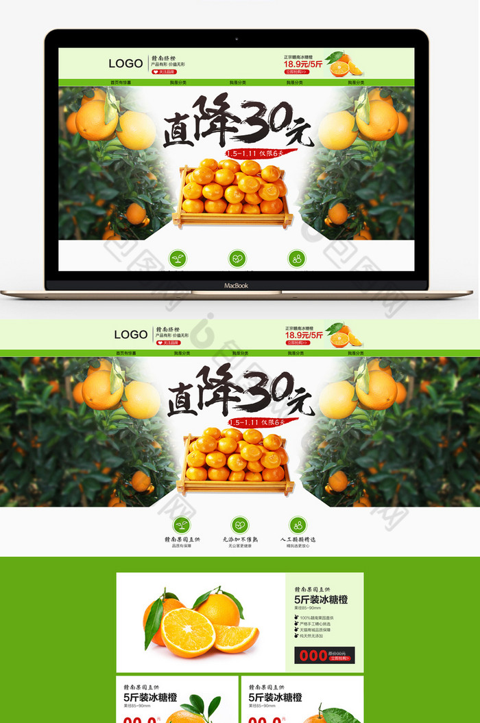 淘宝天猫新鲜果实水果橙子首页模板PSD图片图片