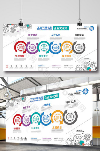 工业集团通用大气立体企业文化墙海报展板图片