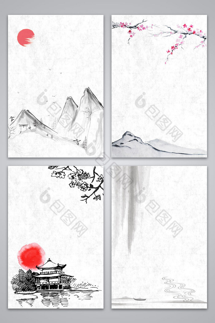 古风宣纸质感中国画图片