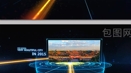 粒子光线轨迹企业发展历程图文片头AE模板