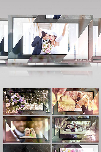 爱情唯美浪漫婚礼照片展示相册动画AE模板图片