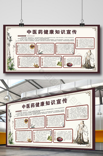 中医药健康知识宣传展板设计模板图片