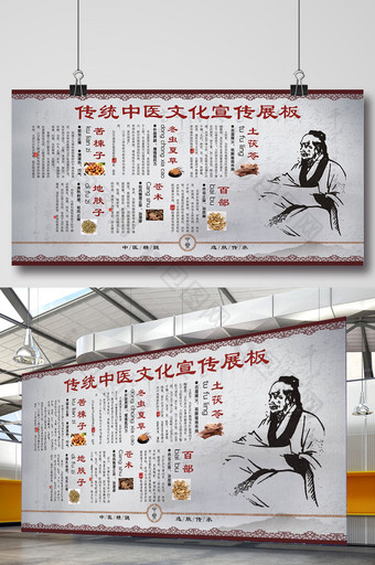 传统中医文化宣传展板设计模板图片