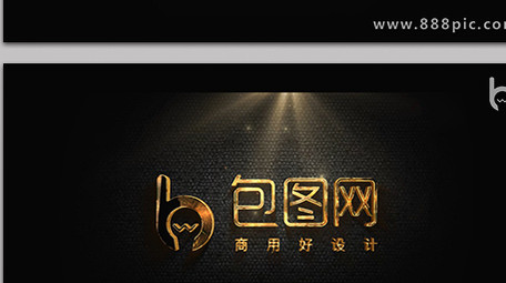 金色轮廓描边晕染动画logo片头AE模版