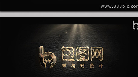 金色轮廓描边晕染动画logo片头AE模版