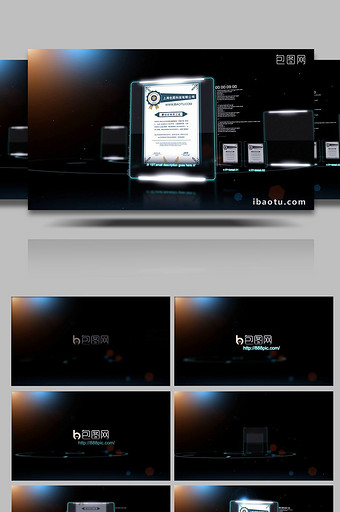 玻璃质感企业证书展示AE模板图片