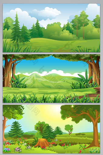 卡通手绘森林素材背景图片
