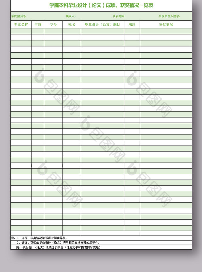 本科毕业设计成绩excel表格