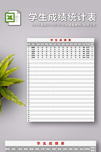 学生成绩统计表EXCEL表图片