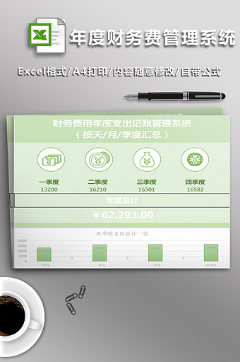 财务费用年度支出记账管理系统excel表格模板图片