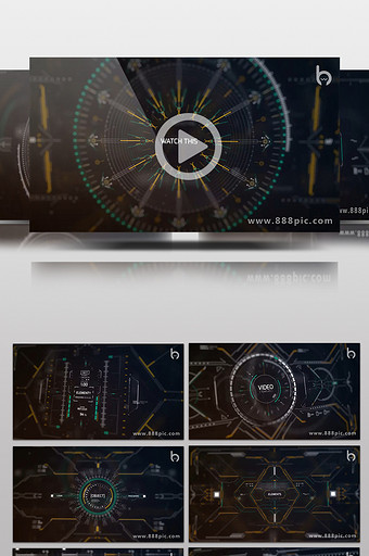 高科技HUD触控UI界面图形动画AE模板图片