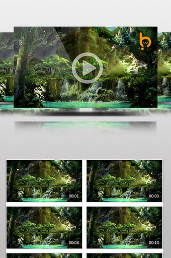 神秘森林瀑布背景视频图片