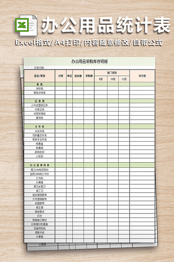 办公用品统计表-九联图片