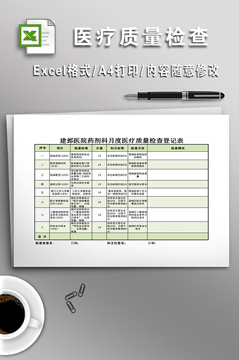 月度医疗质量检查表图片