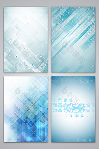 简约蓝色像素块商务科技背景图片