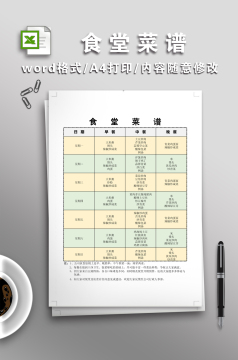 一周饭堂菜谱模板