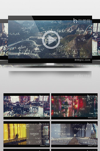 数学公式元素科学历史图文宣传片AE模板图片