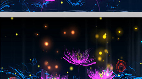 荷花蝴蝶飞舞萤火虫光点LED动态背景视频