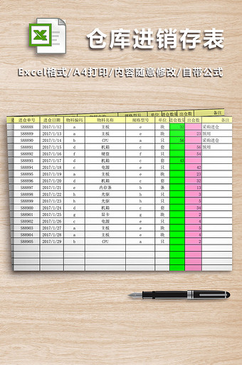 仓库进销存表excel表格4联图片