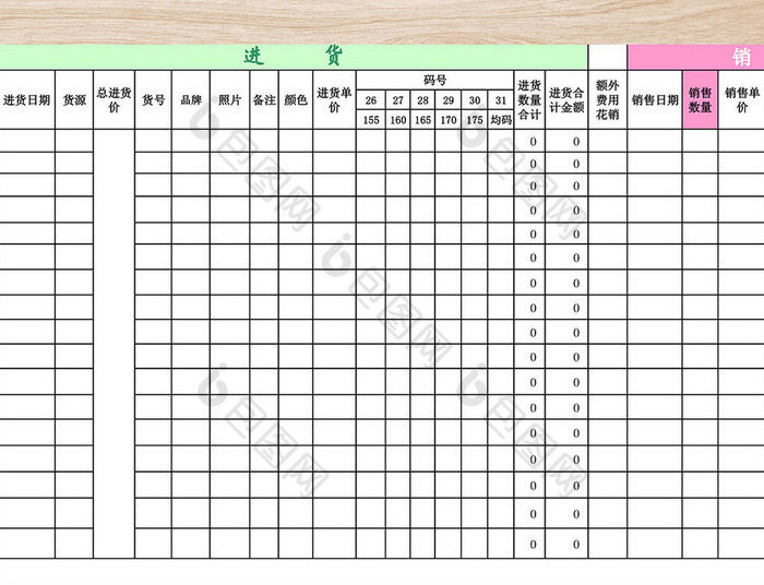 淘宝网店进销存EXCEL表格6联