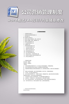 营销管理制度范本