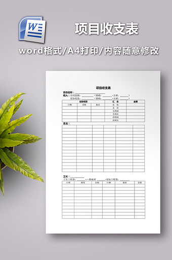 项目收支表word模板图片