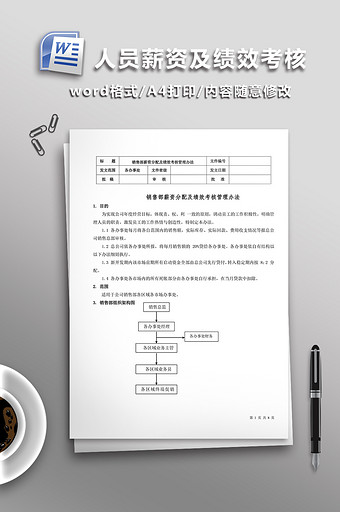 销售人员薪资及绩效考核管理WORD文档图片