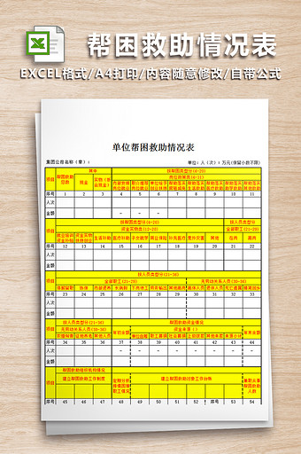 单位帮困救助情况表 人力资源 自动生成图片