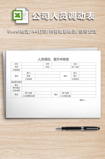 公司人员调动、晋升申报表图片