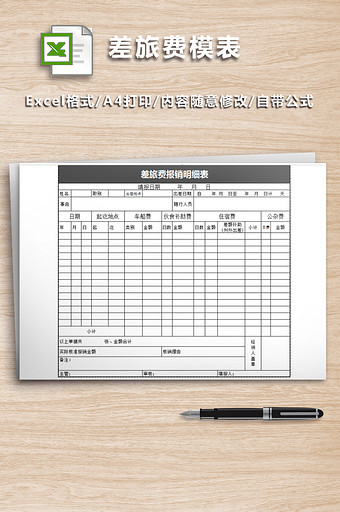 销售人员外出差旅费模表图片
