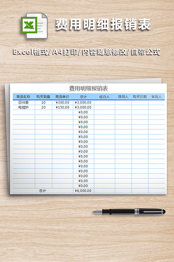 公司采购部费用明细报销表图片