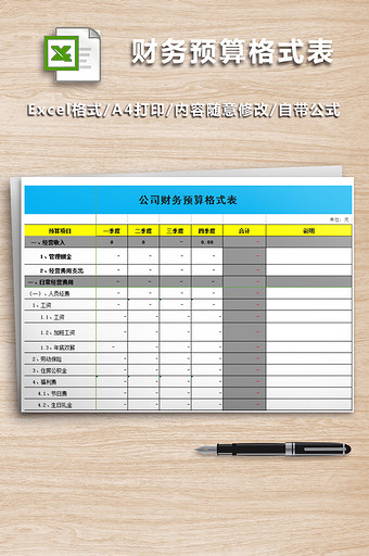 财务预算格式表(全年)图片