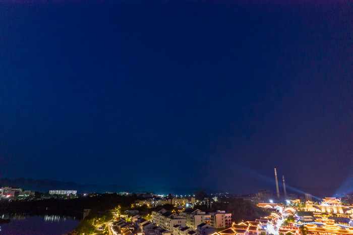 广西崇左太平府太平古城夜景灯光航拍