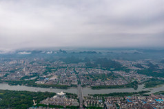 广西桂林城市风光乌云云海云雾航拍
