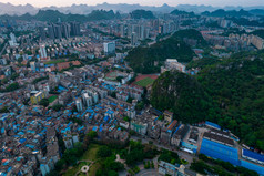 广西柳州城市清晨风光航拍