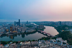 广西柳州城市清晨风光航拍