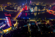 广西柳州城市夜景灯光交通航拍