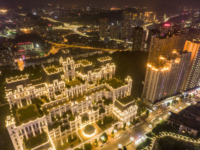 贵州贵阳花果园夜景航拍摄影图