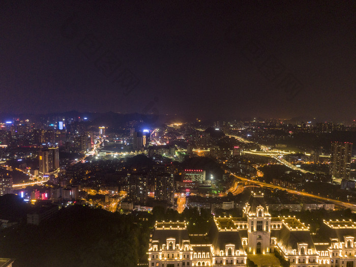 贵州贵阳花果园夜景航拍摄影图