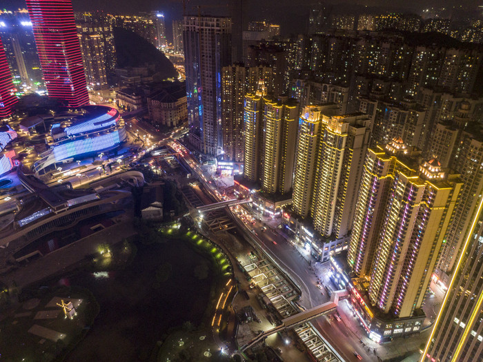 贵州贵阳花果园夜景航拍摄影图