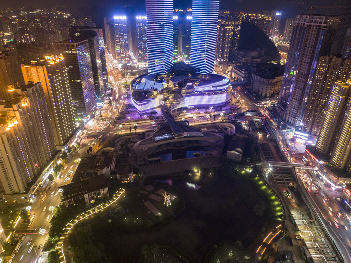 贵州贵阳花果园夜景航拍摄影图