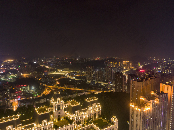 贵州贵阳花果园夜景航拍摄影图