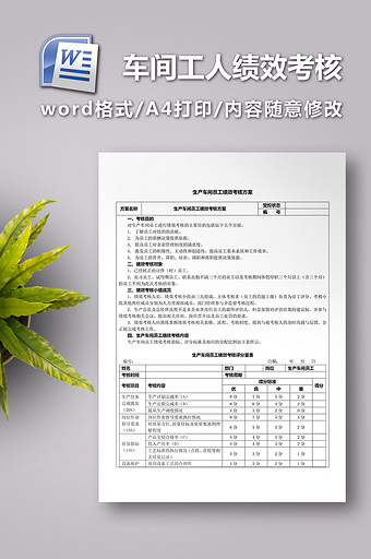 生产车间工人绩效考核方案图片