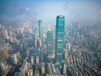 湖南长沙国金中心五一商圈航拍摄影图