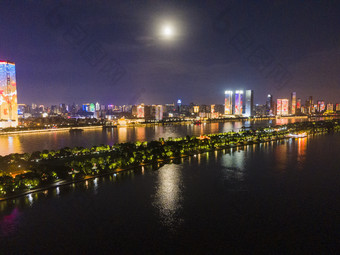 湖南长沙<strong>湘江</strong>橘子洲<strong>夜景</strong>灯光