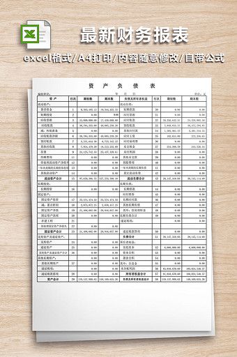 最新财务报表模板excel表图片